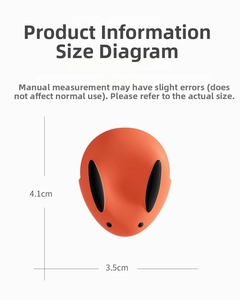 Guida alle dimensioni del paraspigoli in silicone a forma di coniglio arancione, 4,1x3,5 cm
