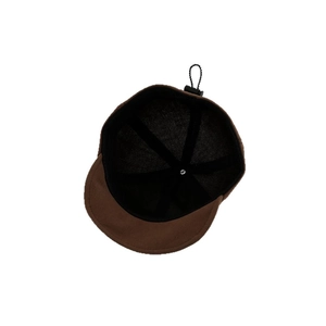 Cappello da sole marrone neonato con tesa morbida, fodera nera e cordino regolabile