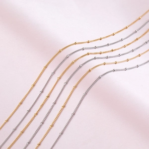 Polished gold and silver stainless steel bead chains for DIY jewelry making and crafts