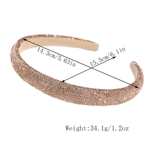 Detailed size and weight specs for luxurious champagne rhinestone headband hair accessory