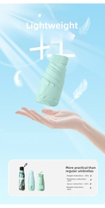Compact mint green capsule umbrella featuring ultra-lightweight and slim portable design