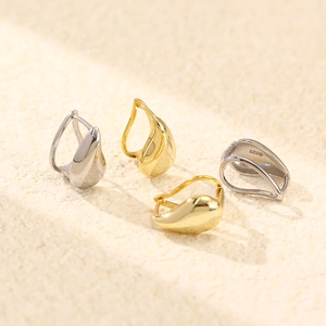 S925 sterling silver water drop hoop earrings in gold and silver finish on stone