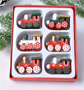 Christmas Tree Hanging Train Ornaments Wooden Festive Holiday Miniature Decorations Hand Painted For Xmas Decor