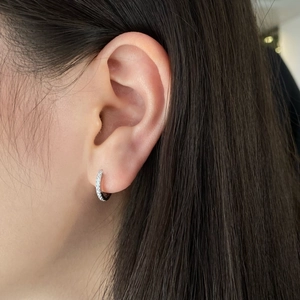 925 Sterling Silver Minimalist Zirconia Hoop Earrings For Women Geometric Circle Electroplated Fashion Jewelry Daily Accessory