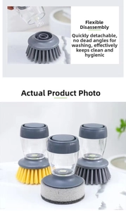 Détails de la bague de brosse de cuisine avec distributeur et têtes de brosse interchangeables