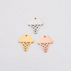Ice Cream Cone Charms 304 Stainless Steel Hollow Out Mirror Polished For DIY Jewelry Making Necklaces Bracelets Cute Novelty