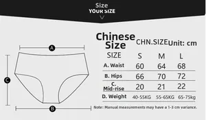 Detailed size chart for low waist ribbed cotton thongs showing S, M, L dimensions