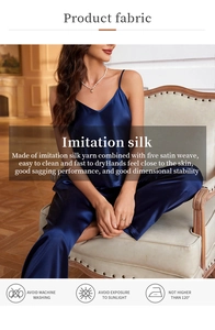 Detailed fabric texture of imitation silk pajama set with high-quality satin weave finish