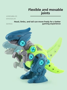 Detail showing flexible movable joints of the DIY dinosaur toy with adjustable limbs