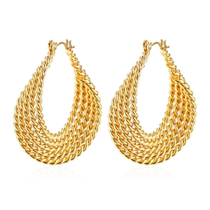 Boucles d'oreilles vintage en acier inoxydable plaqué or 18 carats avec design torsadé