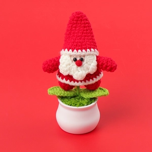 Babbo Natale lavorato a maglia a mano in vaso di ceramica per decoro natalizio