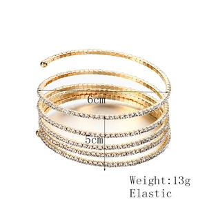 Multi-layer elastic bridal bracelet with sparkling crystals and silver plated rhinestones