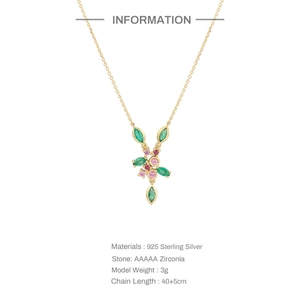 Close-up of S925 sterling silver hummingbird pendant with zirconia and green gems