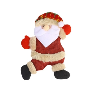 Cute plush Santa Claus hanging ornament with burlap texture and plaid hat decoration