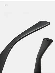 Close-up of sleek black curved mirror legs for comfortable ergonomic eyewear fit