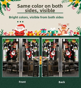 Detailed double-sided Christmas static stickers showing Santa and Reindeer on glass door