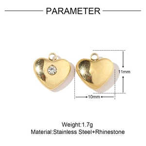 Details zu 11x10mm Herzanhänger aus Gold mit Zirkonia inklusive technischer Maßangaben