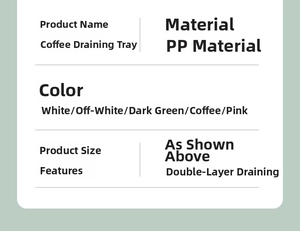 Spécifications détaillées du plateau d'égouttage café en PP double couche en cinq couleurs