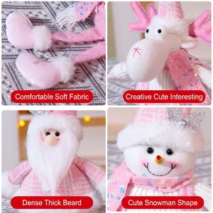 Bambole di Natale rosa in peluche con paillettes e dettagli glitterati festivi