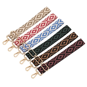 Adjustable woven canvas replacement straps for handbags with geometric diamond pattern