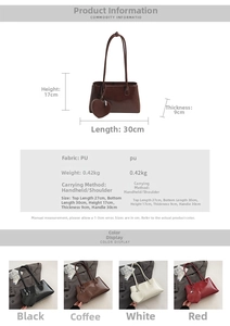 Size chart for oil wax leather tote bag showing 30x17x9cm dimensions and PU material