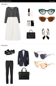 Fashion lookbook styling guide featuring cat-eye sunglasses and modern outfit sets