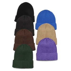 Winter ribbed knit beanies for men in seven solid colors including black and navy