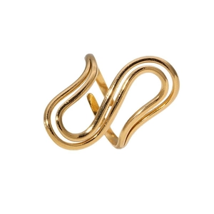 Minimalist gold S-shaped geometric stainless steel ring with polished spiral design