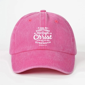 Berretto da baseball in cotone lavato rosa vintage con testo ispiratore cristiano donna