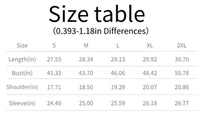 Size chart showing length, bust, shoulder, and sleeve measurements for men's polo shirt