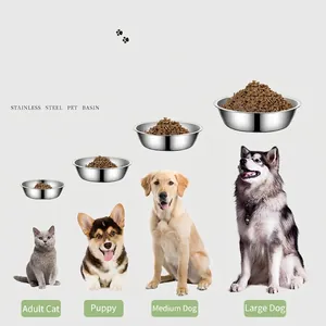 Stainless steel pet food basins in four sizes for various cats and dogs