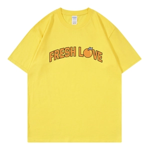 T-shirt jaune Sturniolo Triplets Love en coton avec imprimé Fresh Love et orange