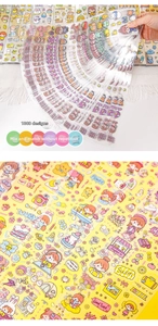 Detail of 1000 pieces transparent PET stickers with cute cartoon girl and food motifs