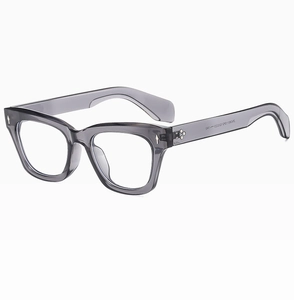 Detail view of SN3801 grey translucent trapezoid sunglasses with silver diamond rivets