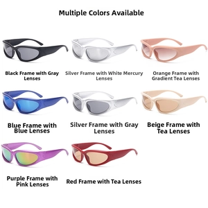 Detailed grid of kids' sports sunglasses in various colors like silver, pink and blue