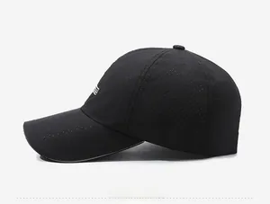 Detailed side view of breathable mesh sports cap with quick-dry fabric and reflective trim