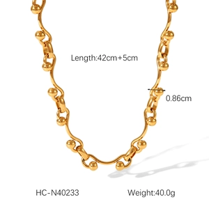 Detail view of 18K gold plated chain with length and weight specifications displayed