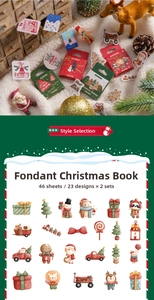 Detailed view of 46pcs Christmas stickers featuring festive gingerbread and tree motifs