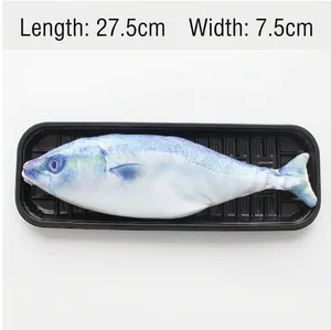 Realistic fish pencil case with dimensions 27.5x7.5cm in creative food tray packaging