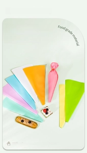Close-up of colorful thickened food-grade EVA piping bags for cake decorating