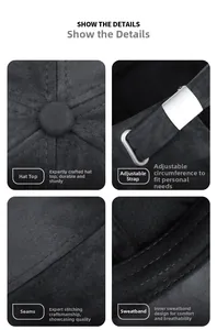Detail view showing the metal buckle, stitching, and soft velvet fabric of the baseball cap