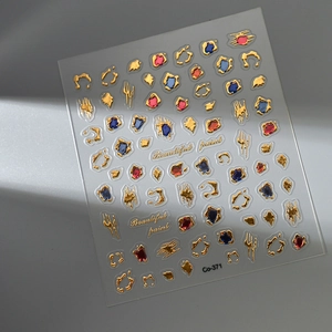 3D Relief Nageltattoos mit flüssigem Silbermetallrand und bunten Farbstoffblöcken