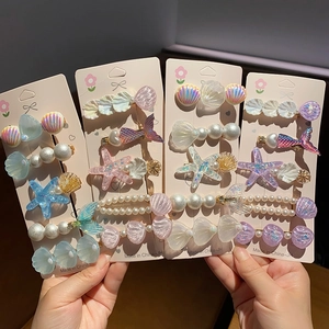 Barrettes à cheveux coquillage et étoile de mer avec perles et queue de sirène