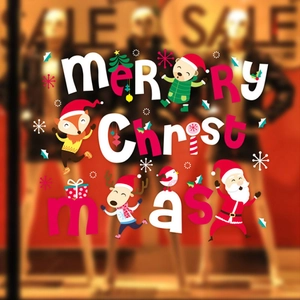 Christmas Window Stickers PVC Merry Christmas Santa Reindeer Fox Snowflakes DIY Festive Wall Decals For Home Shop Decor