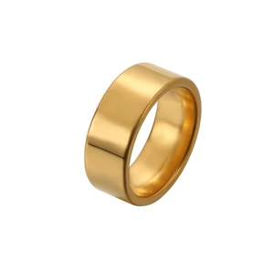 Anello classico da uomo 8mm in acciaio inossidabile dorato lucido dal design piatto