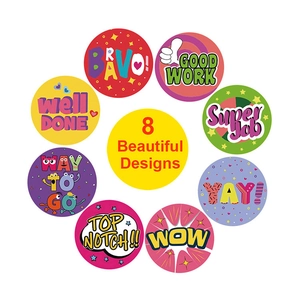 Lot de 8 autocollants de motivation ronds colorés pour élèves avec phrases de récompense