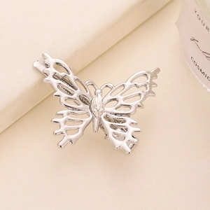 French retro silver hollow butterfly hair clip with crystal rhinestone for women