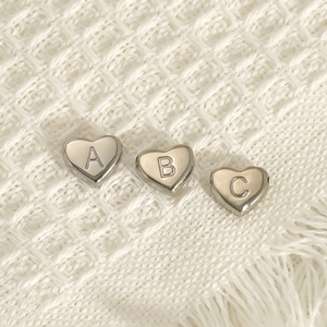 Heart Alphabet Charm Pendant 304 Stainless Steel Double Sided Initial Letter For DIY Jewelry Making Crafts