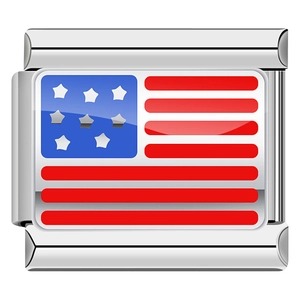 Italian charm link featuring US flag enamel detail for DIY stainless steel bracelets