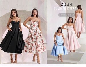 Detailed collage of a chic French mesh A-line summer dress with double straps and heart neckline